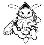  2016 4_toes anthro armello armor balls barefoot barnaby_(armello) bottomless clothed clothing erection gauntlets gloves helmet hi_res high-angle_view lagomorph line_art looking_at_viewer lying male mammal monochrome on_back penis rabbit samuriolu simple_background smile solo spread_legs spreading toes 
