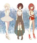  alternate_costume black_hair blonde_hair breasts commentary_request contemporary dress kairi_(kingdom_hearts) kingdom_hearts kingdom_hearts_358/2_days kingdom_hearts_ii long_hair medium_hair multiple_girls namine punine red_hair skirt xion_(kingdom_hearts) 