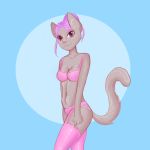  2018 anthro breasts cat clothing felicer feline female legwear looking_at_viewer mammal panties shaded sketch smile solo stockings underwear 