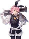  animal_ears armor black_legwear brown_eyes bunny_ears choker fake_animal_ears fire_emblem fire_emblem_heroes fire_emblem_if gloves ichikei pantyhose pink_hair shield short_hair shoulder_armor simple_background skirt soleil_(fire_emblem_if) solo sword weapon white_background 