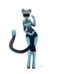  animal_humanoid cat_ears_(disambiguation) eyes_closed feline female humanoid invalid_tag looking_at_viewer machine mammal robot solo soren_kisamora standing v_sign 