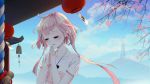  a.i._madoka game_cg long_hair mirror_(game) pink_hair shrine tagme_(artist) tree 