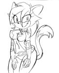  2008 breasts feline female looking_at_viewer mammal monochrome nipple_bulge purity smile solo sonic_(series) traditional_media_(artwork) 
