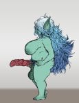  2018 areola balls barefoot big_breasts big_penis breasts dickgirl digital_drawing_(artwork) digital_media_(artwork) erection feet geier goblin green_skin hair hair_over_eyes humanoid intersex not_furry nude penis pointy_ears pubes short_stack simple_background smile solo standing thick_thighs vein veiny_penis 