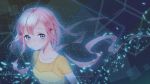  a.i._madoka aqua_eyes game_cg long_hair mirror_(game) night pink_hair sky space tagme_(artist) 