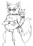  2008 breasts canine clothed clothing female fox mammal monochrome nipple_piercing nipples piercing purity slightly_chubby topless traditional_media_(artwork) 