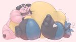  2018 ambiguous_gender anthro belly belly_lift belly_overhang big_belly big_penis black_nose blue_fur blush bovine breasts canine chubby_cheeks digital_media_(artwork) duo embarrassed fur grabbing_penis half-closed_eyes horn love_handles lucario male male/ambiguous mammal miltank moobs nintendo nude obese obese_male on_ground open_mouth overweight overweight_male penis pink_fur pok&eacute;mon pok&eacute;mon_(species) red_eyes simple_background tongue tongue_out video_games ガブ 