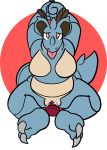  2018 aliasing anthro bdsm big_breasts bondage bound breasts cum cum_in_pussy cum_inside dildo featureless_breasts female nidoqueen nintendo nude orange_eyes overweight penetration pok&eacute;mon pok&eacute;mon_(species) pussy sex_toy simple_background solo tongue tongue_out trout_(artist) vaginal vaginal_penetration video_games 