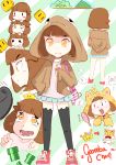  &gt;&lt; 1_girl bag bangs blush brown_hair full_body goomba jacket shoes socks super_crown 