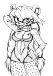  2008 breasts cheetah cleavage clothed clothing feline female mammal monochrome navel purity sketch solo tight_clothing traditional_media_(artwork) 