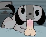  2018 animate_inanimate animated balls canine dog fellatio female looking_at_viewer loop male male/female mammal oral penis plexybot sex simple_background switch_dog 