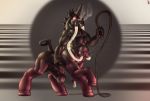  anthro centaur corruption equine equine_taur horse invalid_tag lagomorph male mammal merging mot penis rabbit rubber shiny simple_background taur transformation whip why 