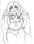 2008 breasts clothed clothing female fully_clothed monochrome purity sketch solo traditional_media_(artwork) 