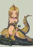  1girl :p absurdres belly blonde_hair costom10 female great_jagras highres monster_girl monster_hunter monster_hunter:_world navel outie_navel personification smile solo tongue tongue_out 