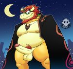  anthro balls beard bottomless bowser clothed clothing elfein erection facial_hair ganondorf green_skin hair humanoid_penis koopa looking_at_viewer male mario_bros mostly_nude nintendo nipples penis pubes red_hair scalie shirt smile solo uncut video_games yellow_skin 