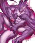  2014 4_arms abs anal anal_fingering anal_masturbation anthro athletic balls biceps claws cum dragon erection fingering fingering_self forked_tongue horn humanoid_penis jacketbear male masturbation membranous_wings multi_arm multi_limb muscular navel nude pec_grasp pecs penile_masturbation penis pose precum purple_scales purple_skin red_eyes reptile scales scalie simple_background solo spread_legs spreading toe_claws tongue tongue_out white_background wings yellow_eyes 