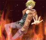  1boy blonde_hair cain fire galerians green_eyes solo tagme 