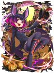  :d absurdres adapted_costume animal_ears bangs bat bat_ears bat_wings black_footwear black_legwear blunt_bangs boots bow broom commentary_request common_vampire_bat_(kemono_friends) cross cross-laced_footwear extra_ears fangs frilled_skirt frilled_sleeves frills full_moon gradient_hair halloween hat highres holding holding_broom holding_hat jack-o'-lantern kemono_friends long_sleeves looking_at_viewer miniskirt moon multicolored_hair neckerchief okojo_ojoko open_mouth pantyhose pleated_skirt purple_bow purple_eyes purple_hair purple_neckwear sailor_collar skirt smile solo top_hat wings 