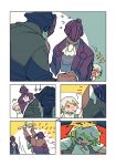  2boys angry bondrewd comic crying helmet hurt jacket made_in_abyss multicolored_hair multiple_boys prushka red_eyes saiko67 short_hair silent_comic simple_background size_difference 