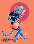  anthro cat clothed clothing feline fully_clothed fur grey_fur guitar male mammal musical_instrument playing_guitar playing_music solo thelivingtrashcan 
