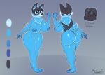  2018 absurd_res anthro areola big_breasts big_butt blizzard_entertainment blue_eyes breasts butt canine chest_tuft corgi digital_drawing_(artwork) digital_media_(artwork) dog female fur glowing hi_res mammal miso_souperstar model_sheet molten_corgi nipples nude signature simple_background smile solo standing thick_thighs tuft video_games voluptuous warcraft wide_hips 