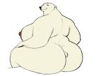  absurd_res anthro bear big_breasts big_butt breasts butt erect_nipples eyelashes female fur hi_res huge_breasts huge_butt looking_at_viewer looking_back mammal nipples nude overweight overweight_female polar_bear simple_background sitting slightly_chubby smile solo the_protobanham white_background white_fur wide_hips 