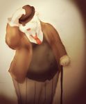  2018 anthro bear belly clothing hat humanoid_hands male mammal maron2475 overweight overweight_male pants polar_bear shirane_kan shirt simple_background solo utau 
