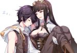  1girl :d aki663 ayer black_hair boots brother_and_sister brown_hair carrying gloves goggles goggles_on_head granblue_fantasy jessica_(granblue_fantasy) long_hair open_mouth pants princess_carry short_hair siblings smile white_gloves zzz 