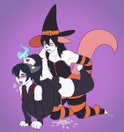  aziel_softpaw_(character) clothing cum cum_inflation female femboy_dom girly halloween holidays hungerynano inflation juno legwear male nanodarkk raised_leg skirt stockings witch_costume 