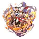  arabian_clothes artist_request bandages beard blue_eyes brown_hair dragalia_lost facial_hair fire full_body gem leg_armor looking_at_viewer naveed non-web_source official_art rock scimitar standing sword transparent_background weapon 