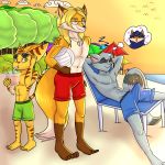  anthro beach canine carmelita_fox clothed clothing damian5320 dream erection fox group jcfox lombax male mammal procyonid raccoon ratchet ratchet_and_clank seaside sleeping sly_cooper sly_cooper_(series) sunset tenting topless video_games wet_dream 