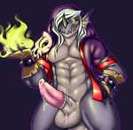  abs anthro balls breasts clothed clothing digital_media_(artwork) dragon dragon_city erection male muscular muscular_male necromancer_dragon non-mammal_breasts penis precum scalie secrets-from-dark simple_background solo 