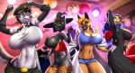  2018 5_fingers absurd_res amy_&quot;river&quot;_lewis_(lildredre) anthro big_breasts black_fur black_hair black_nose blue_eyes blue_hair boxer_(disambiguation) breasts brown_eyes brown_fur canine cat chloe_lockhart_(lildredre) cleavage clothed clothing digital_media_(artwork) dog eyewear feline female fur german_shepherd glasses golden_retriever hair halloween hat hi_res holidays husky looking_at_viewer magic_user mammal monique_bellemare_(lildredre) morticia_addams navel pak009 siberian_husky smile sonya_blade tight_clothing tracy_mcallister_(lildredre) voluptuous white_fur wide_hips witch witch_hat 