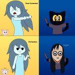  cat feline ghost hair human humor mammal mask meme momo_(creepypasta) momo_(google) scared spirit spooky&#039;s_jump_scare_mansion spooky_(sjm) 