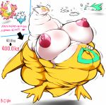  big_breasts blue_eyes blush breasts busty_feral embarrassed female feral huge_breasts latias legendary_pok&eacute;mon nintendo nipples overweight pok&eacute;mon pok&eacute;mon_(species) text translation_request vanilluxe video_games weight_gain ymbk 