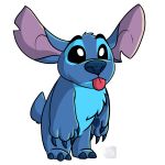  2018 4_fingers alien alpha_channel black_eyes blue_claws blue_fur blue_nose blue_pawpads cel_shading chest_tuft claws digital_drawing_(artwork) digital_media_(artwork) disney experiment_(species) fur head_tuft hi_res leaning leaning_forward lilo_and_stitch notched_ear outline pawpads simple_background small_tail solo standing stitch tongue tongue_out transparent_background tuft u-b-productions watermark 