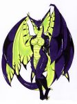  anthro dragon female hunter legiana membranous_wings monster simple_background smile solo standing tierafoxglove traditional_media_(artwork) white_background wings world 