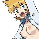  1girl creatures_(company) game_freak gomatarou_(pixiv196136) green_eyes kasumi_(pokemon) nintendo nipples nude open_mouth orange_hair pokemon 