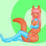  2018 anthro breasts canine clothing decorations felicer female fox legwear looking_at_viewer mammal shaded sketch smile solo stockings underwear 