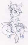  2018 dfectivedvice digital_media_(artwork) discord_(mlp) draconequus feathered_wings feathers friendship_is_magic horn male my_little_pony sitting sketch traditional_media_(artwork) wings young 