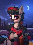  2018 clothing crescent_moon cutie_mark day_of_the_dead digital_media_(artwork) discordthege earth_pony equine female feral friendship_is_magic hi_res horse mammal moon my_little_pony octavia_(mlp) outside pony smile solo 