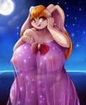 2018 absurd_res amber_eyes anthro areola bangs big_breasts blush breasts clothing digital_media_(artwork) dipstick_ears eyelashes female full_moon hair hi_res huge_breasts lagomorph looking_at_viewer mammal mature_female mleonheart moon navel night nightgown nipples open_mouth open_smile orange_hair pose pussy rabbit sky smile solo sonic_(series) star starry_sky thick_thighs translucent transparent_clothing vanilla_the_rabbit voluptuous wide_hips 