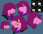  anthro deltarune dragon female hair_over_eyes iriedono sharp_teeth solo study susie_(deltarune) teeth 