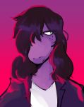  ambiguous_gender deltarune dragon hair long_hair simple_background smoke-wisp solo susie_(deltarune) 