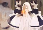  3girls blindfold blue_eyes cat furry maid multiple_girls sasanaco 
