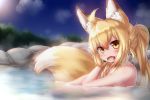  blonde_hair foxgirl onsen original tagme_(artist) water yellow_eyes 