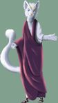  anthro bedethingy blue_eyes clothed clothing digital_media_(artwork) feline fully_clothed fur hi_res looking_at_viewer male mammal roman simple_background solo standing toga white_fur wreath 