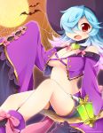  bat blue_hair breasts broom broom_riding cleavage commentary cosplay fire_emblem fire_emblem:_kakusei fire_emblem_heroes fire_emblem_if hair_over_one_eye halloween_costume hat lantern large_breasts long_hair long_sleeves momosemocha multicolored_hair nono_(fire_emblem) nono_(fire_emblem)_(cosplay) open_mouth pieri_(fire_emblem_if) pink_hair red_eyes short_shorts shorts sleeves_past_fingers sleeves_past_wrists solo twitter_username witch_hat 