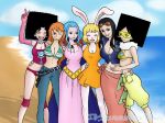  6girls breasts carrot cleavage huge_breasts kiwi_(one_piece) large_breasts long_hair mos_(one_piece) mozu_(one_piece) multiple_girls nami_(one_piece) nefertari_vivi nico_robin one_piece smile 