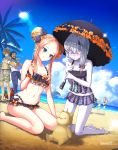  5girls :o abigail_williams_(fate/grand_order) anger_vein artist_name ass bare_arms bare_legs bare_shoulders barefoot beach beard bikini bird black_bikini black_footwear black_hair black_umbrella blonde_hair blue_jacket blue_pants blue_sky blush breasts brown_hair brown_shirt brown_shorts chicken closed_mouth cloud collarbone commentary_request day double_bun dress dress_swimsuit dutch_angle edward_teach_(fate/grand_order) emerald_float facial_hair fate/grand_order fate_(series) flying_sweatdrops hair_over_one_eye head_tilt heart highres holding holding_umbrella horizon jacket jeanne_d'arc_(alter_swimsuit_berserker) jeanne_d'arc_(fate)_(all) jeanne_d'arc_(swimsuit_archer) kuzumochi_(kuzumochiya) lavinia_whateley_(fate/grand_order) leaning_forward long_hair mash_kyrielight medb_(fate)_(all) medb_(swimsuit_saber)_(fate) multiple_boys multiple_girls mustache navel ocean open_clothes open_jacket open_shirt out_of_frame outdoors pale_skin pants parted_lips pink_hair ponytail purple_eyes purple_hair revision robin_hood_(fate) sand sand_sculpture sandals shirt short_hair short_shorts short_sleeves shorts side_bun sidelocks signature silver_hair sitting sky small_breasts smile standing sun swimsuit swimsuit_of_perpetual_summer umbrella ushiwakamaru_(fate/grand_order) ushiwakamaru_(swimsuit_assassin)_(fate) very_long_hair wariza water whale white_dress white_shirt wide-eyed 